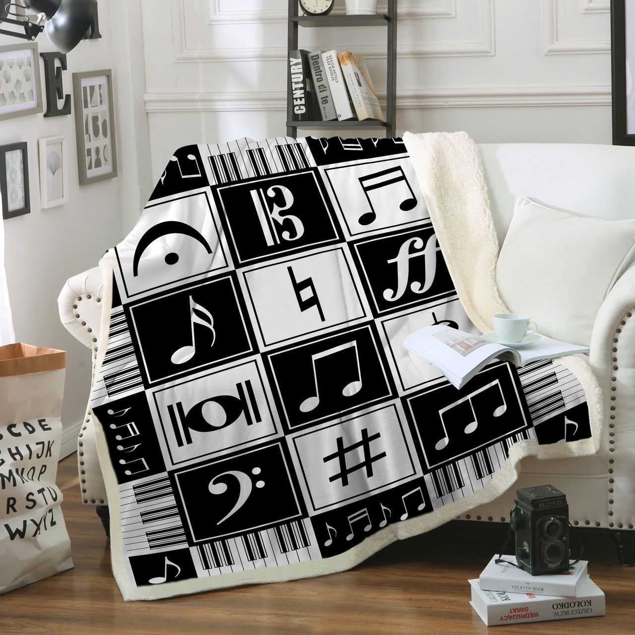 Piano Music Notes Sherpa Fleece Blanket