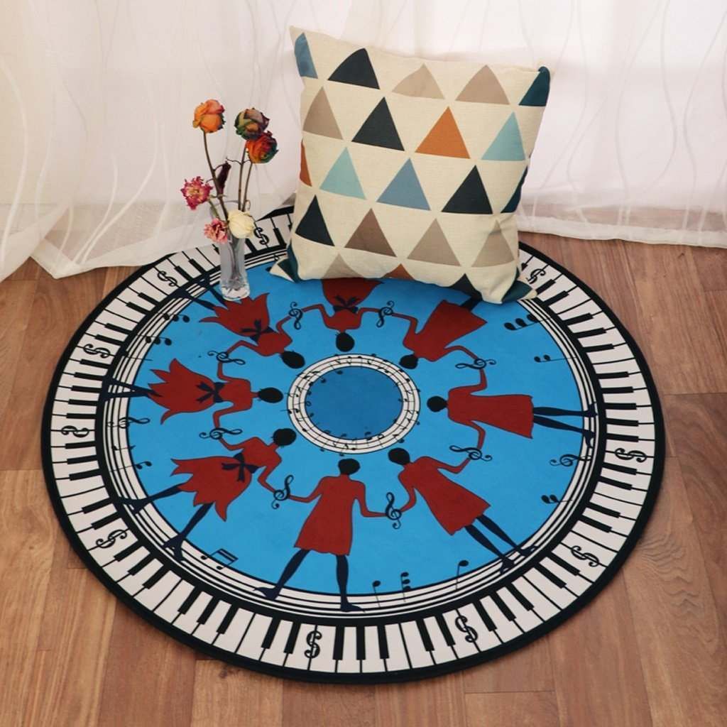 Piano Music Notes Round Carpet