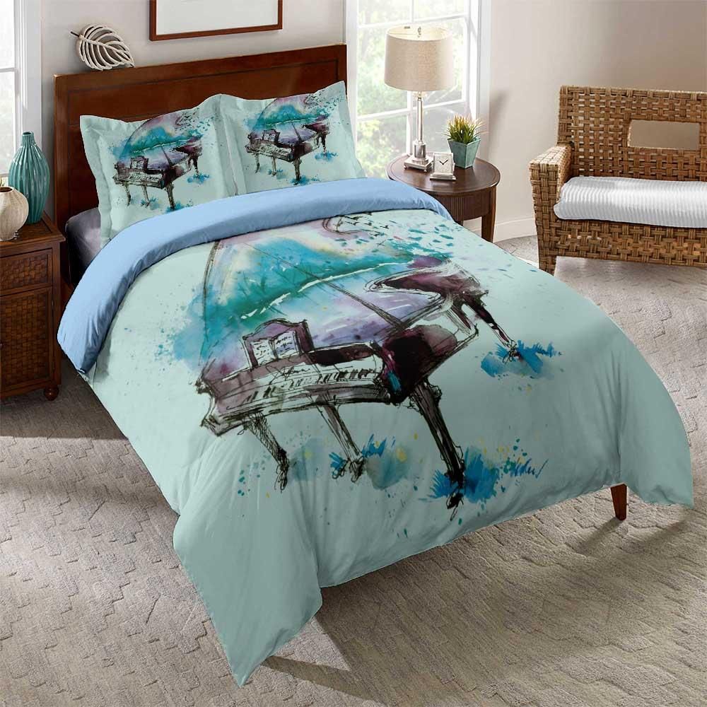 Piano Oil Painting Printed Bedding Set