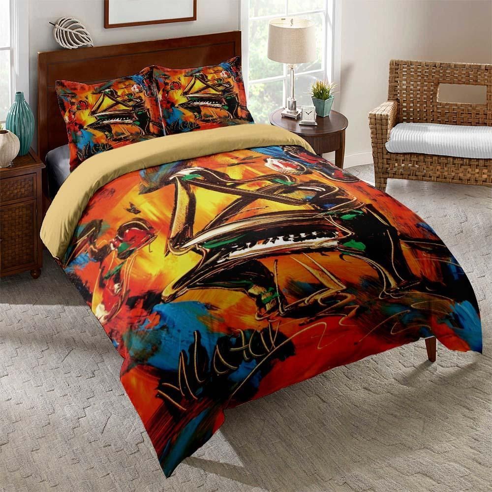 Piano Orange Oil Painting Pattern Printed Bedding Set