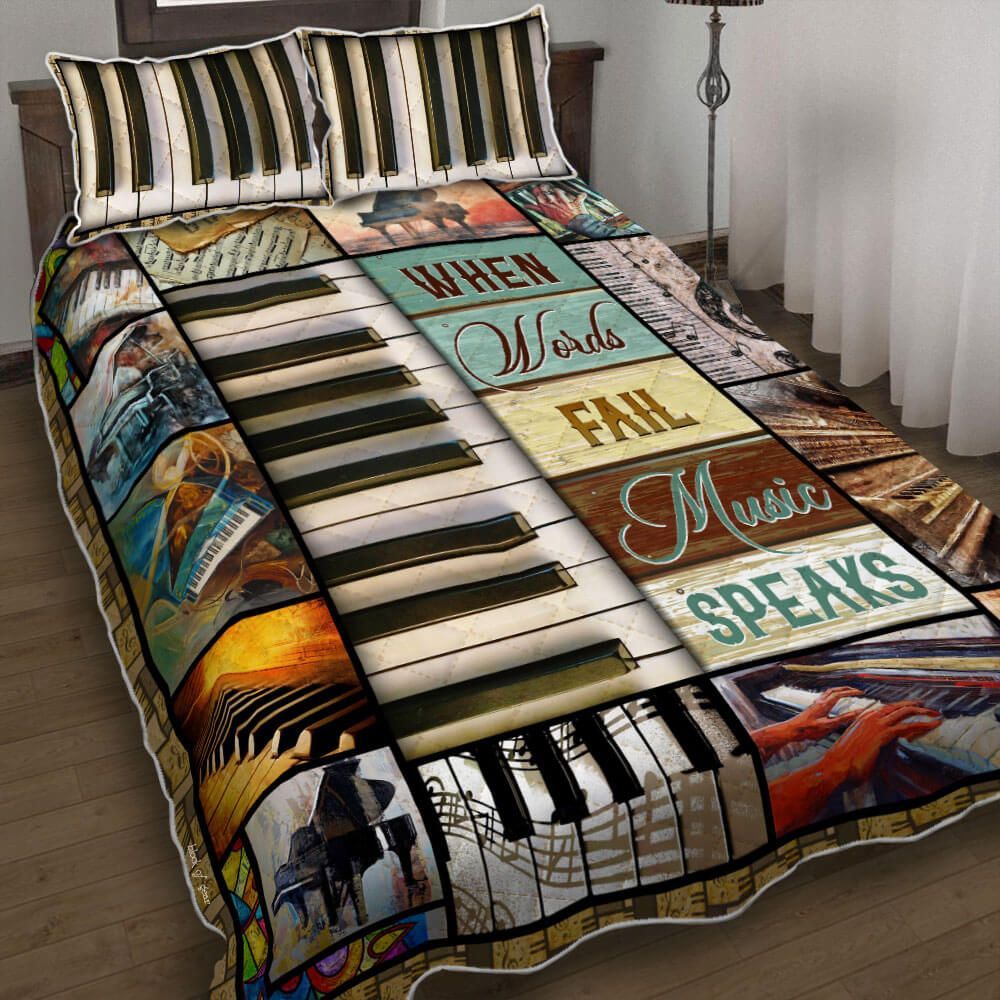 Piano When Words Fail Music Speaks Bedding Set