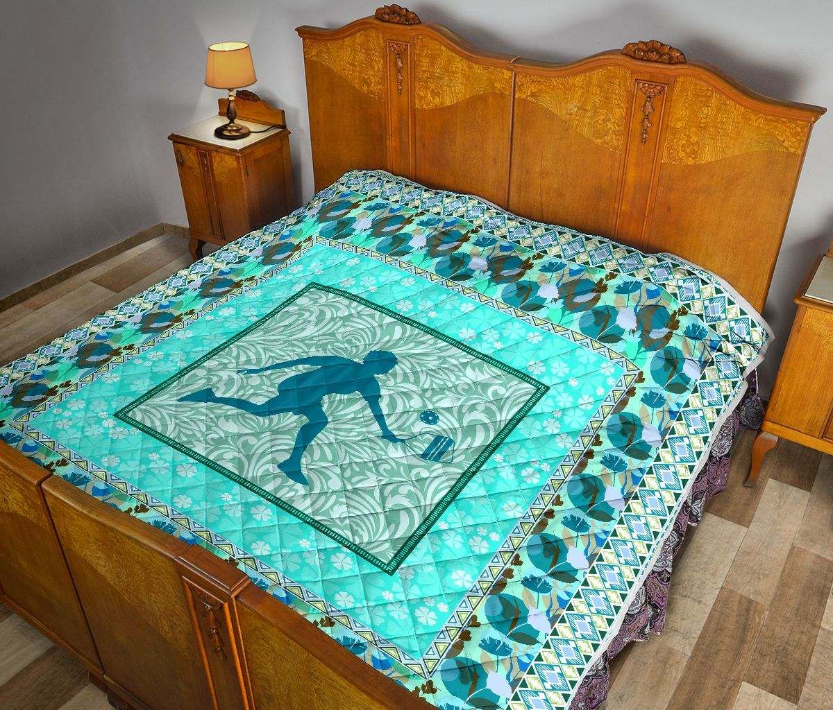 Pickleball turquoise Flower quit DHC281110954DD