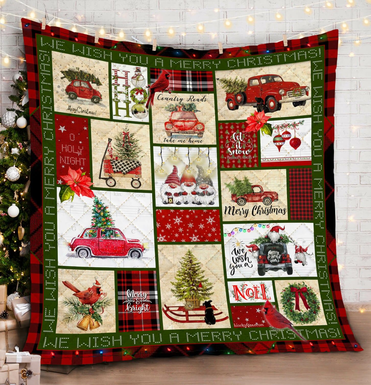 Pickup Truck Merry Christmas HHC121142TH Quilt Blanket