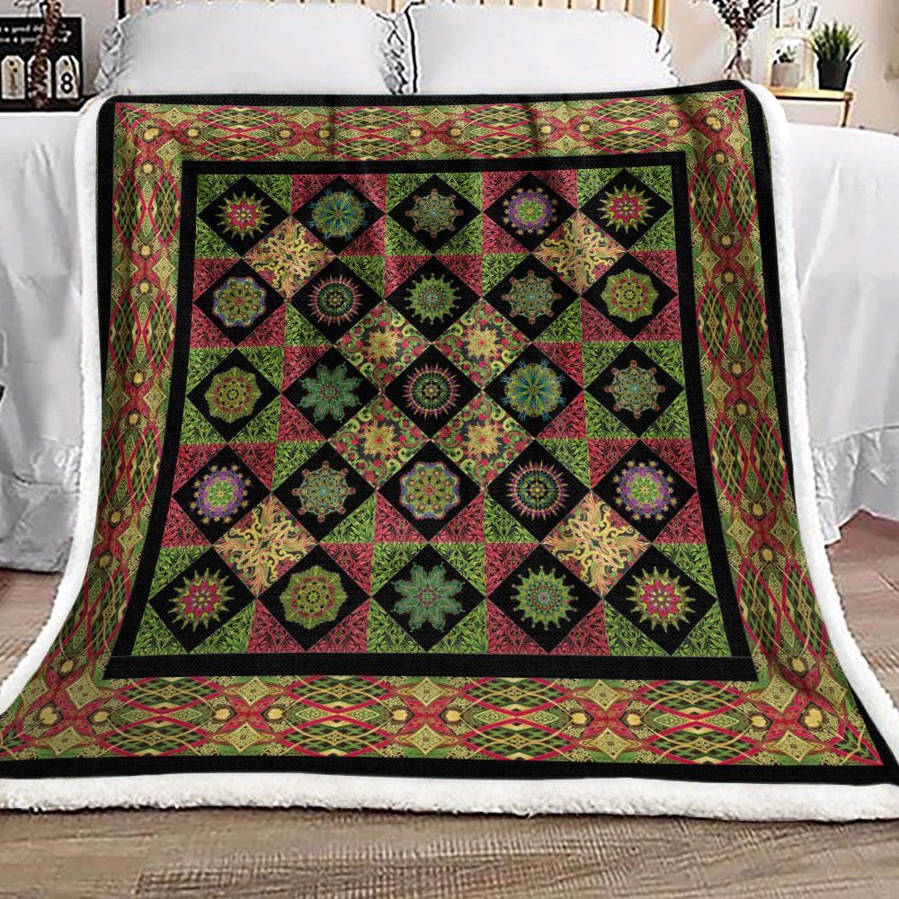 Piece And Joy Fractal Christmas Sherpa Fleece Blanket