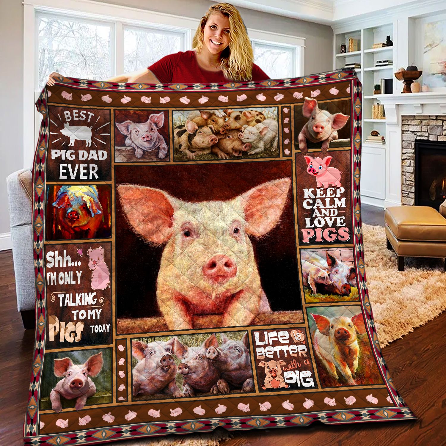 Pig BBB191082DD Quilt Blanket