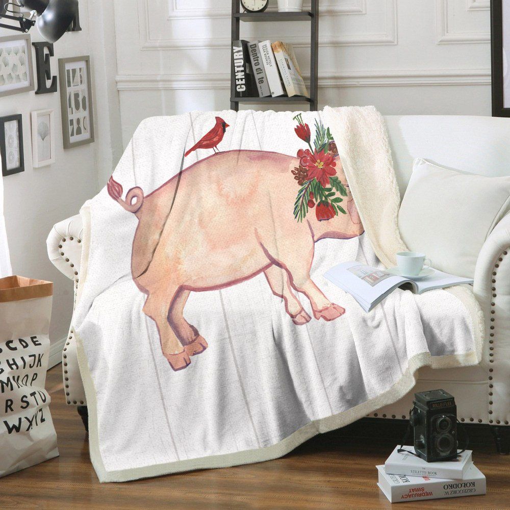 Pig Sherpa Fleece Blanket
