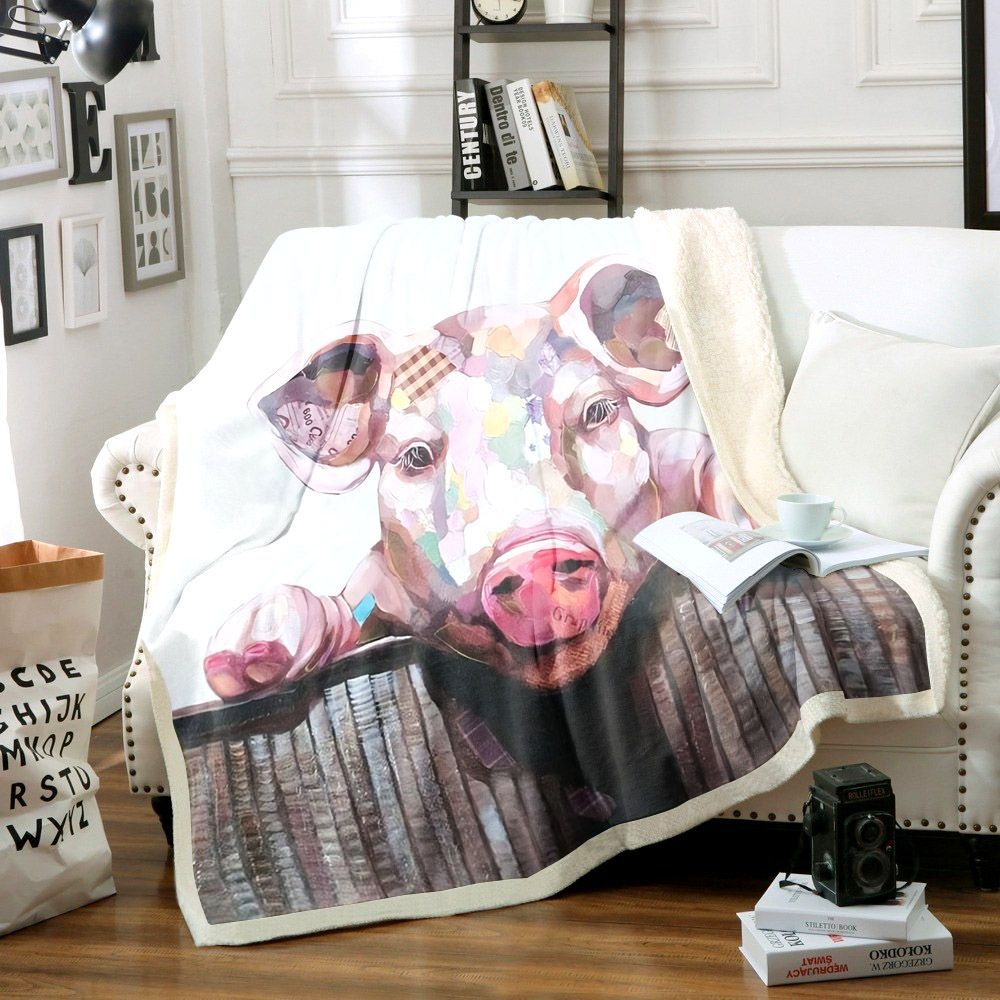 Pig Sherpa Fleece Blanket