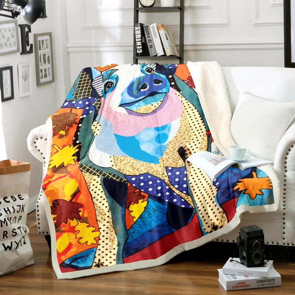 Pig Sherpa Fleece Blanket