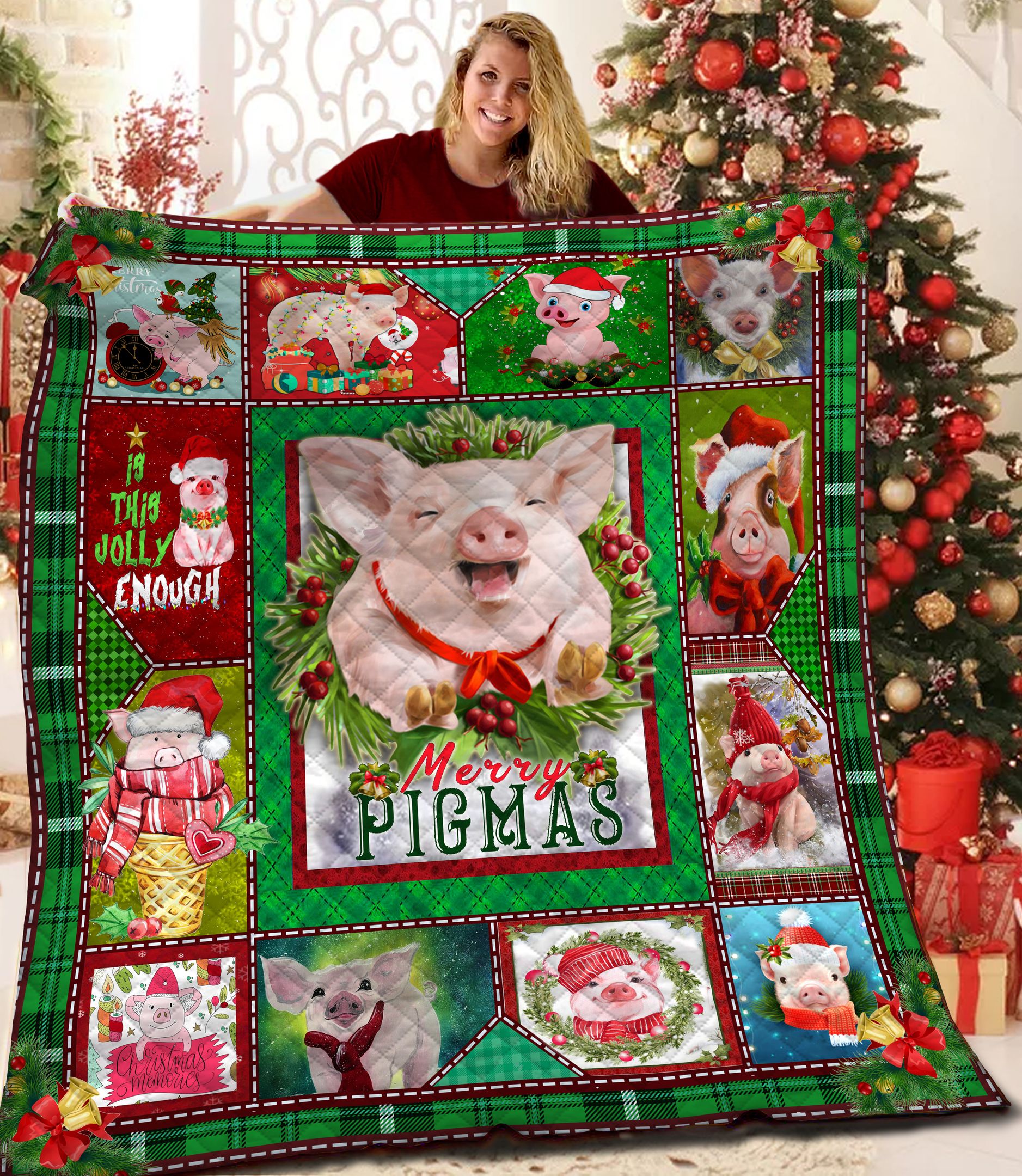 Pig Christmas BBB221051MH Quilt Blanket