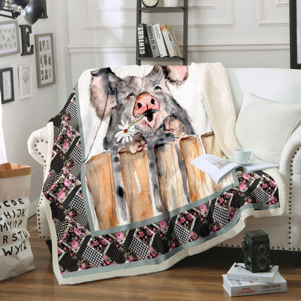 Pig Sherpa Fleece Blanket