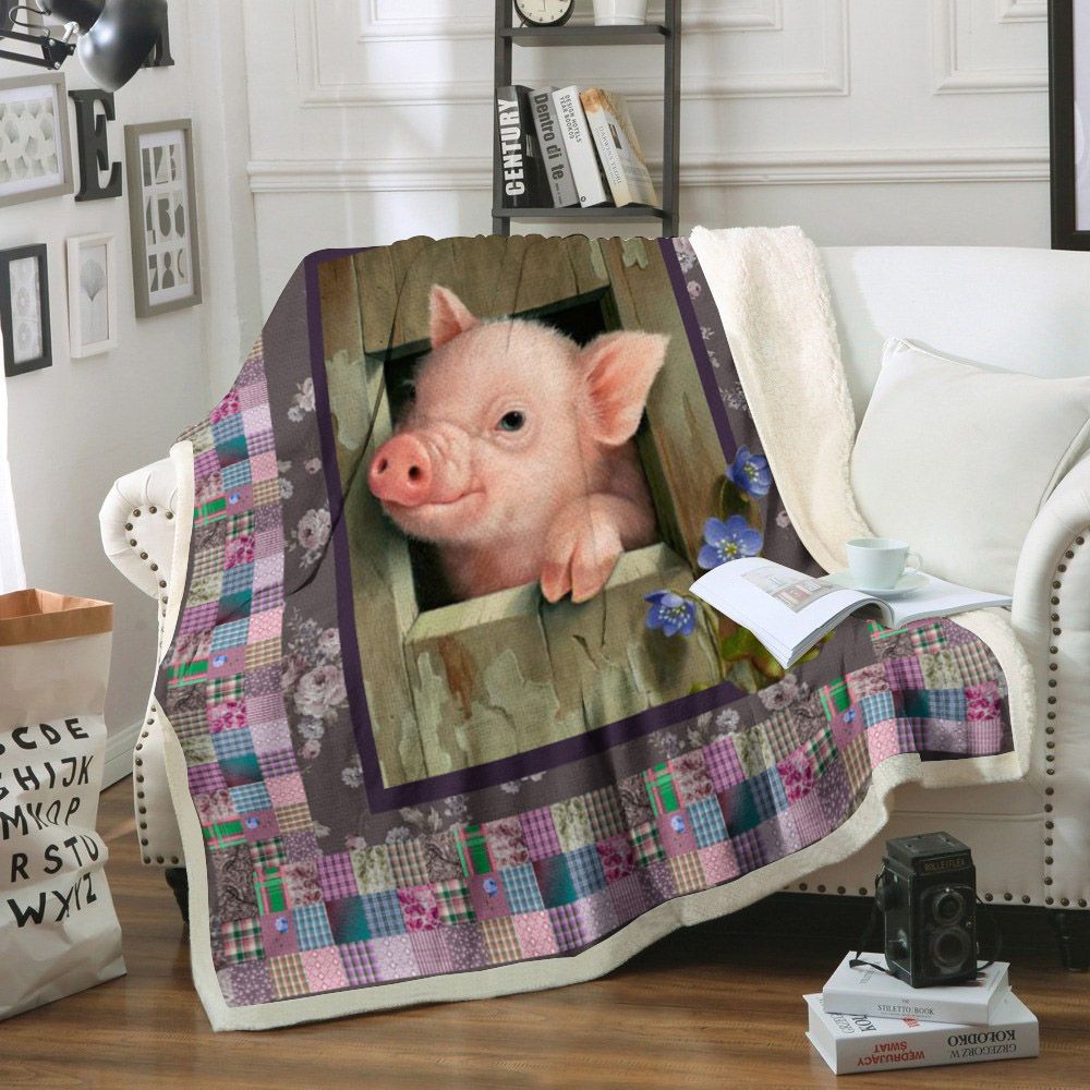 Pig Sherpa Fleece Blanket