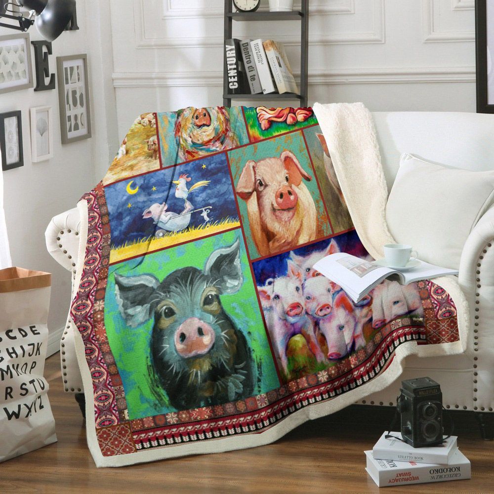 Pig Sherpa Fleece Blanket