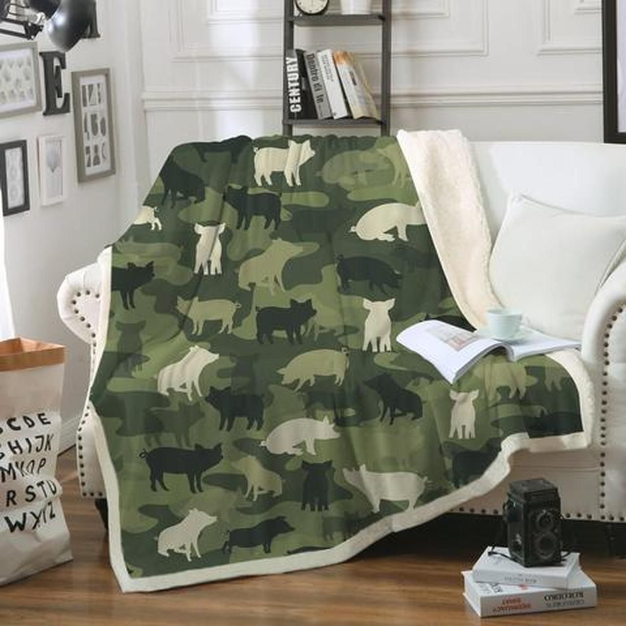 Pig Sherpa Fleece Blanket