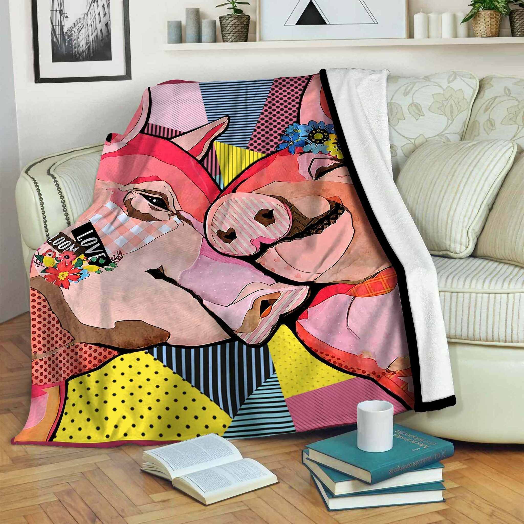 Pig Sherpa Fleece Blanket
