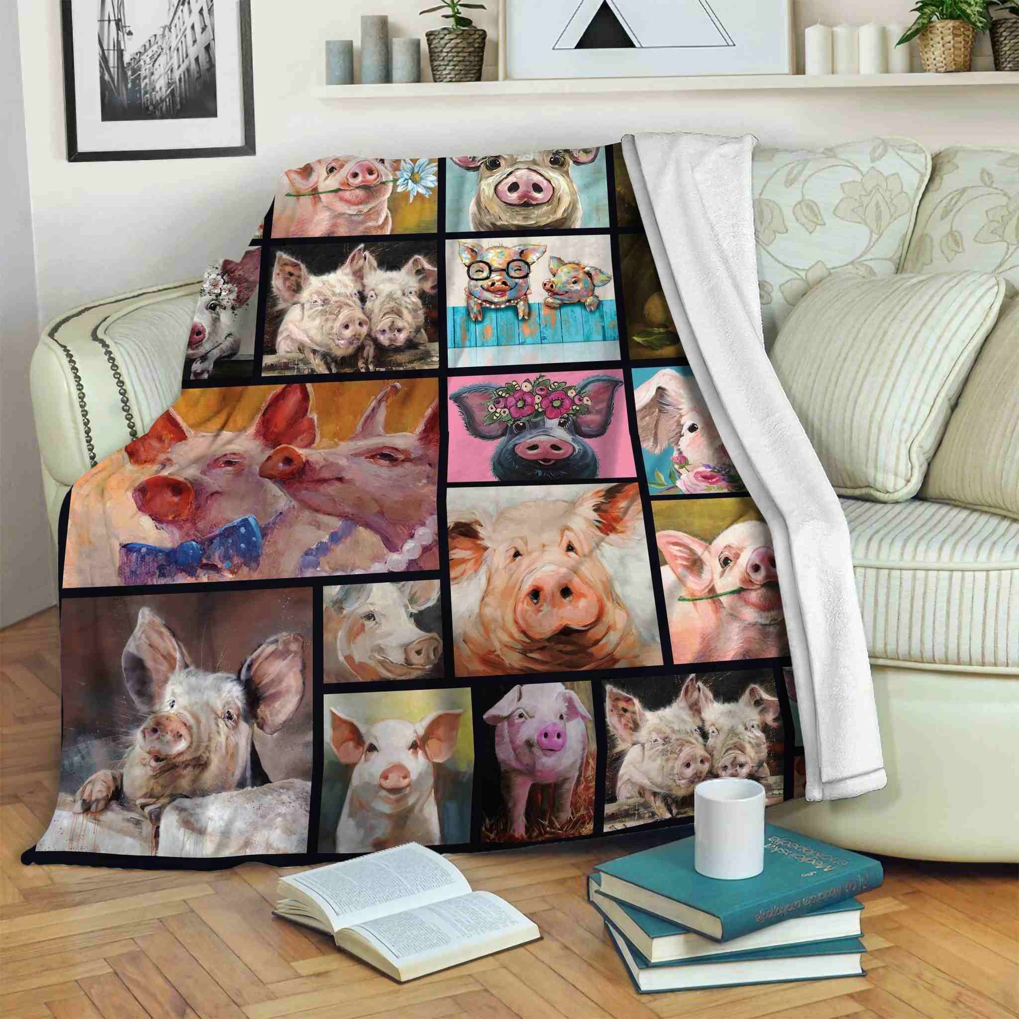 Pig Sherpa Fleece Blanket