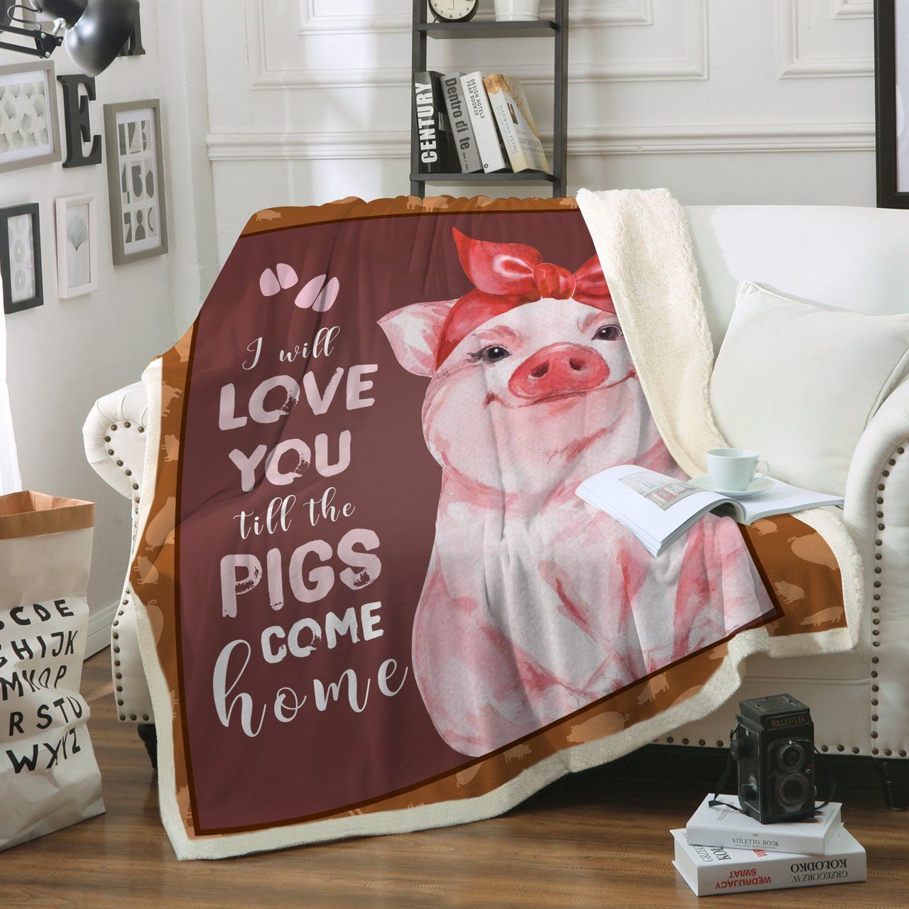 Pig Sherpa Fleece Blanket