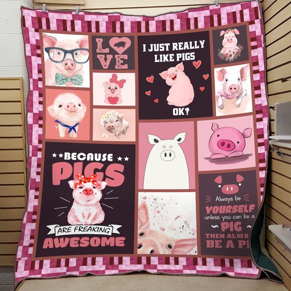 Pig Sherpa Fleece Blanket