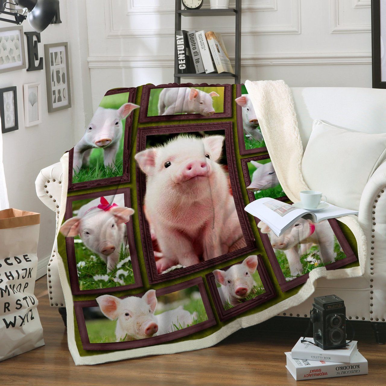 Pig Sherpa Fleece Blanket