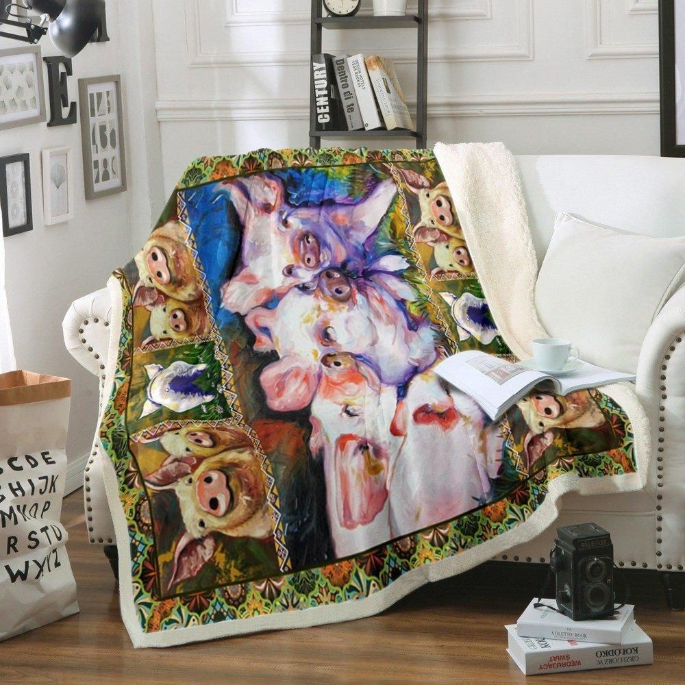 Pig Sherpa Fleece Blanket