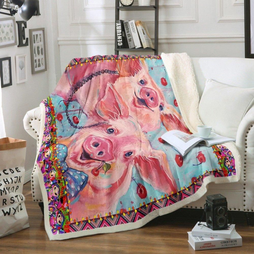 Pig Sherpa Fleece Blanket