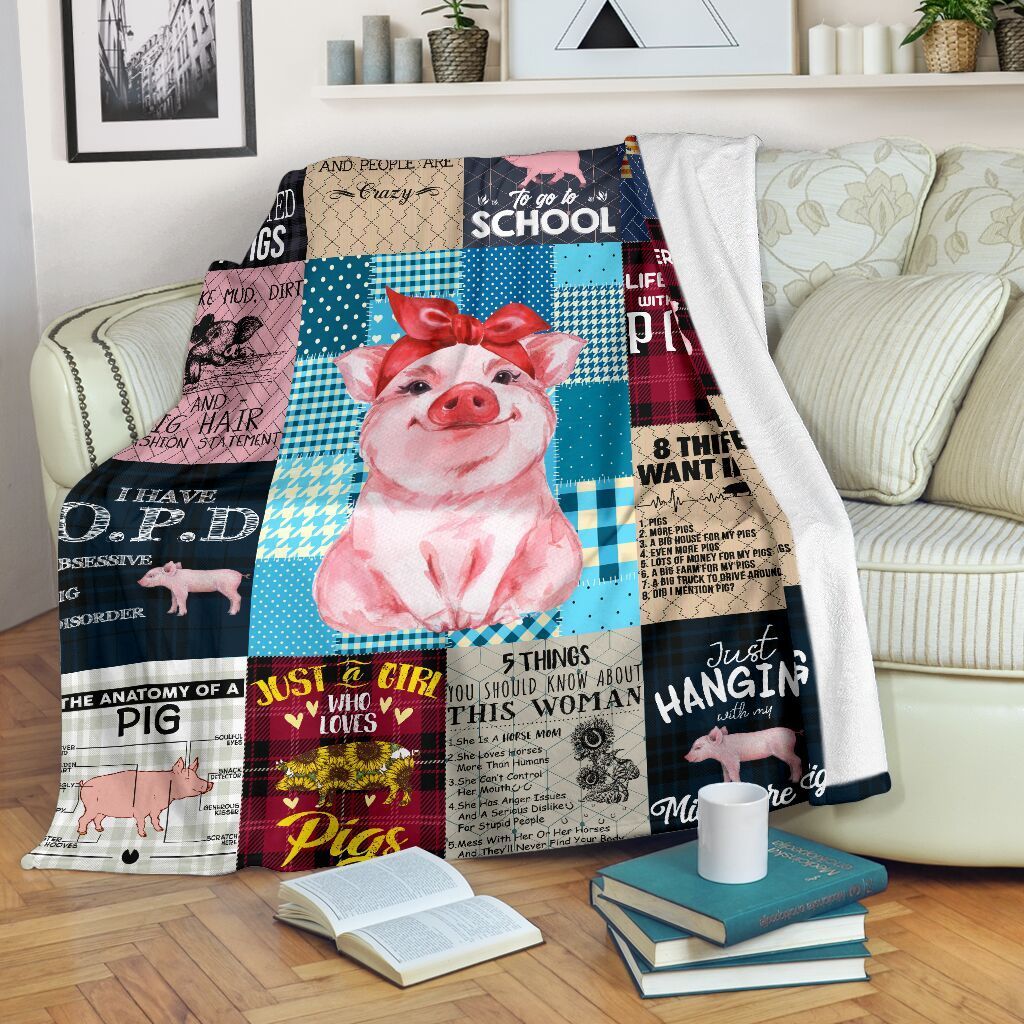 Pig Sherpa Fleece Blanket
