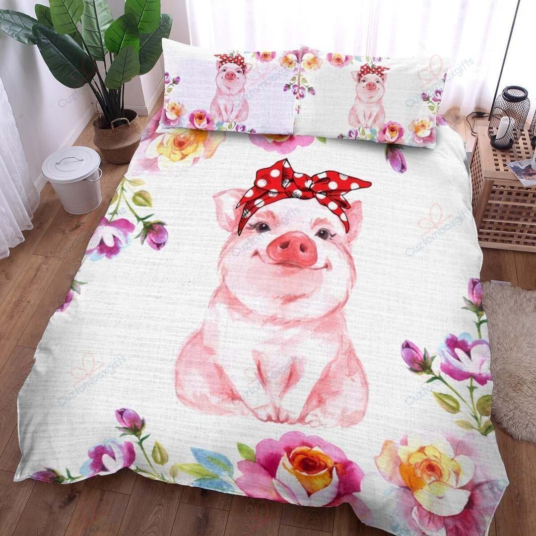 Pig Cute And Flower Bedding Set