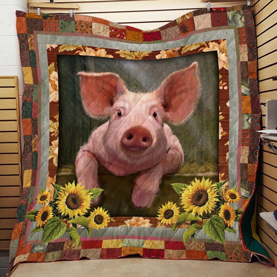 Pig Cute Pig With Sunflower Quilt Blanket Dhc03011352Dd