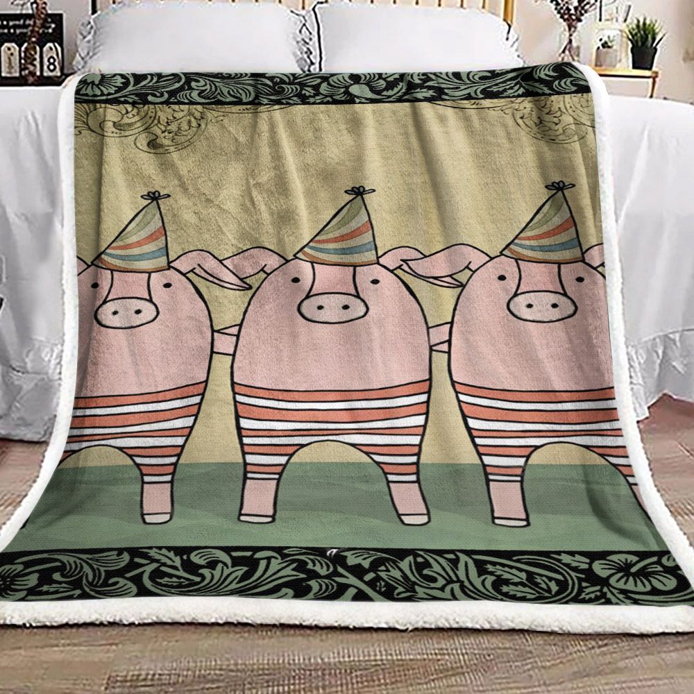 Pig Doodle Sherpa Fleece Blanket