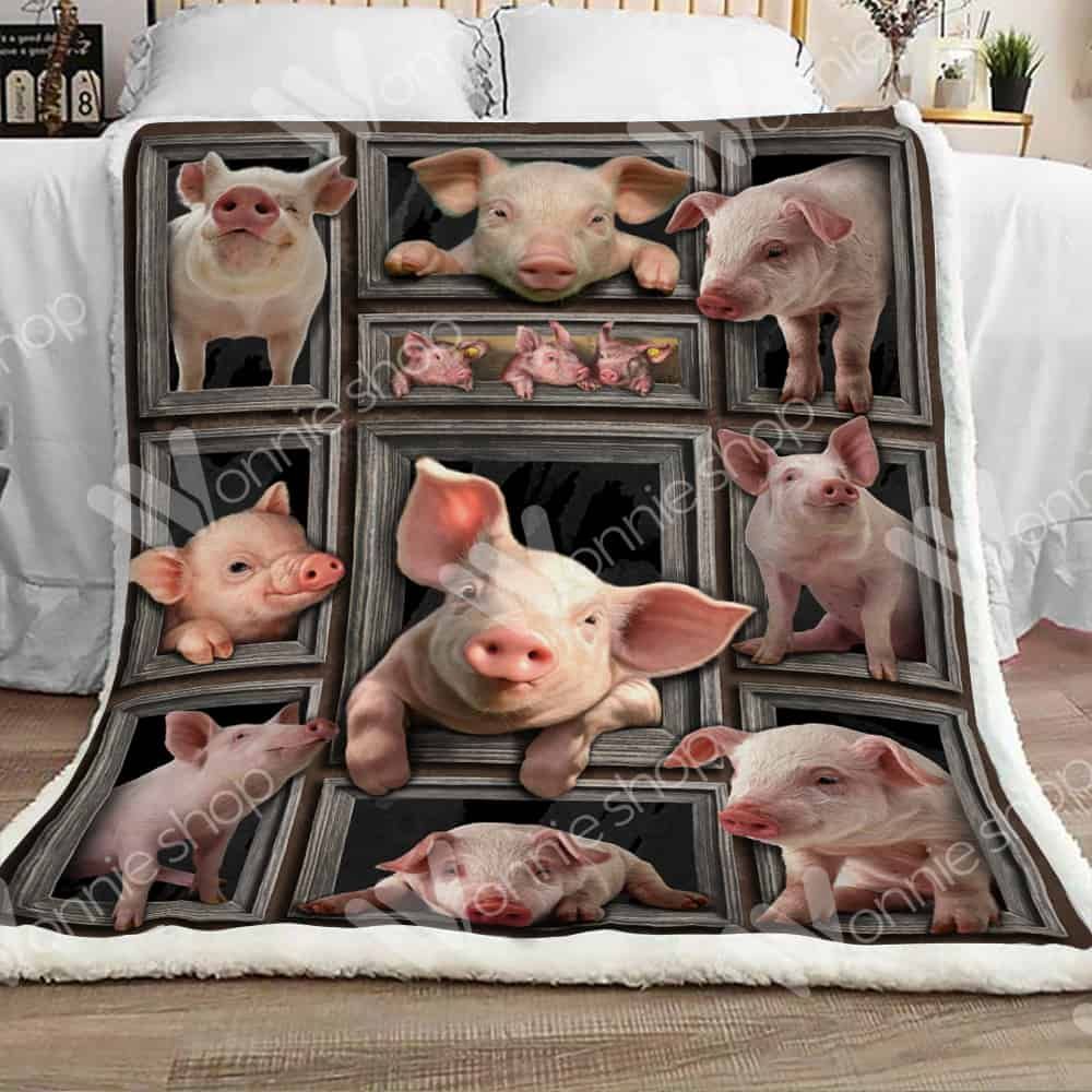 Pig Sherpa Fleece Blanket