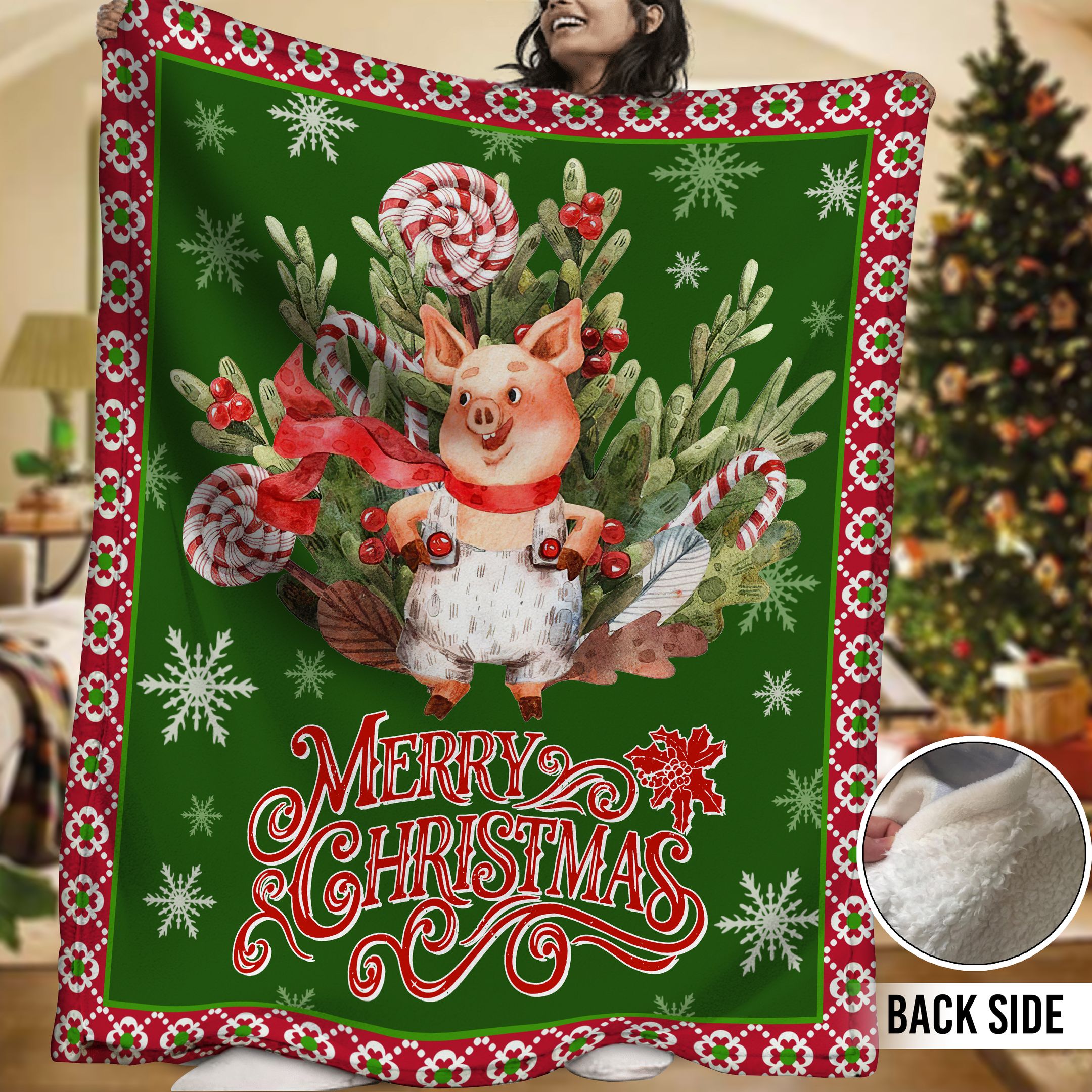Pig Sherpa Fleece Blanket