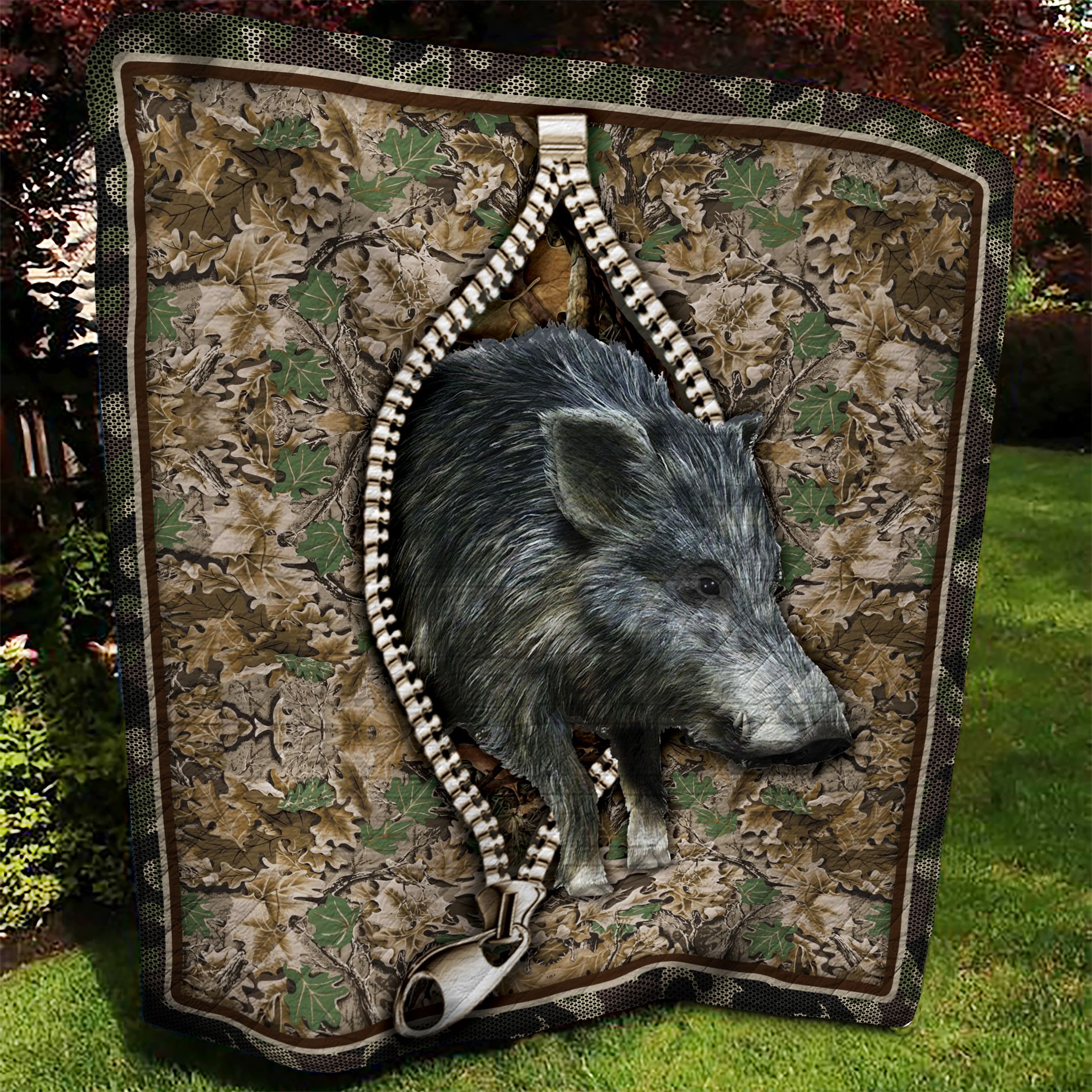 Pig Hunting AAA110906TA Quilt Blanket