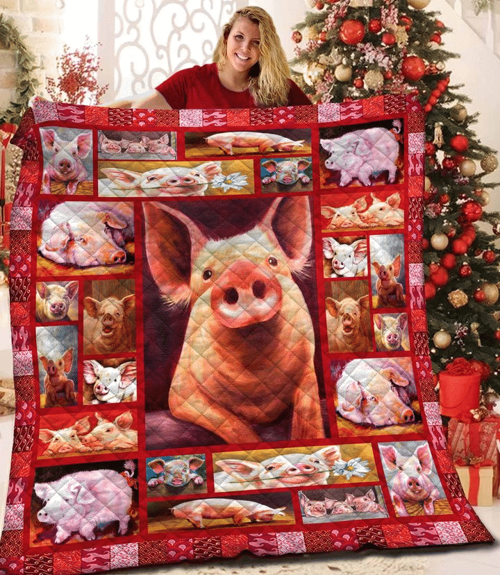 Pig I Am Pinker Than The Peach Quilt Blanket Dhc04011601Dd