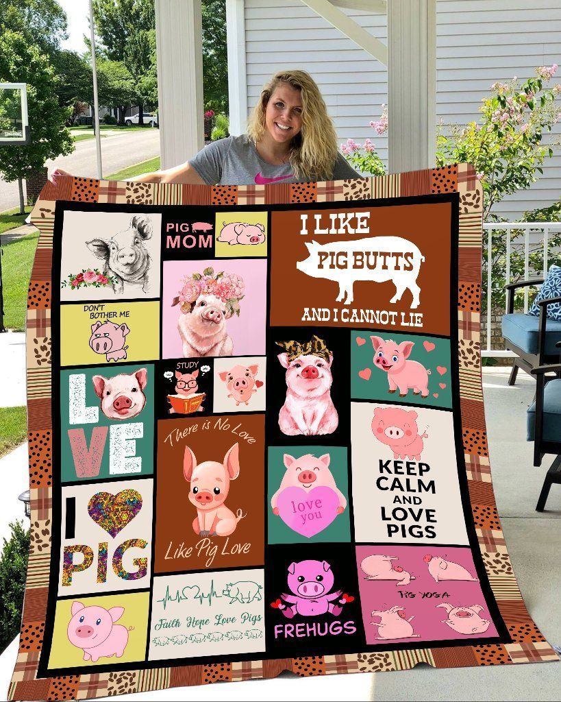Pig I Love Sherpa Fleece Blanket