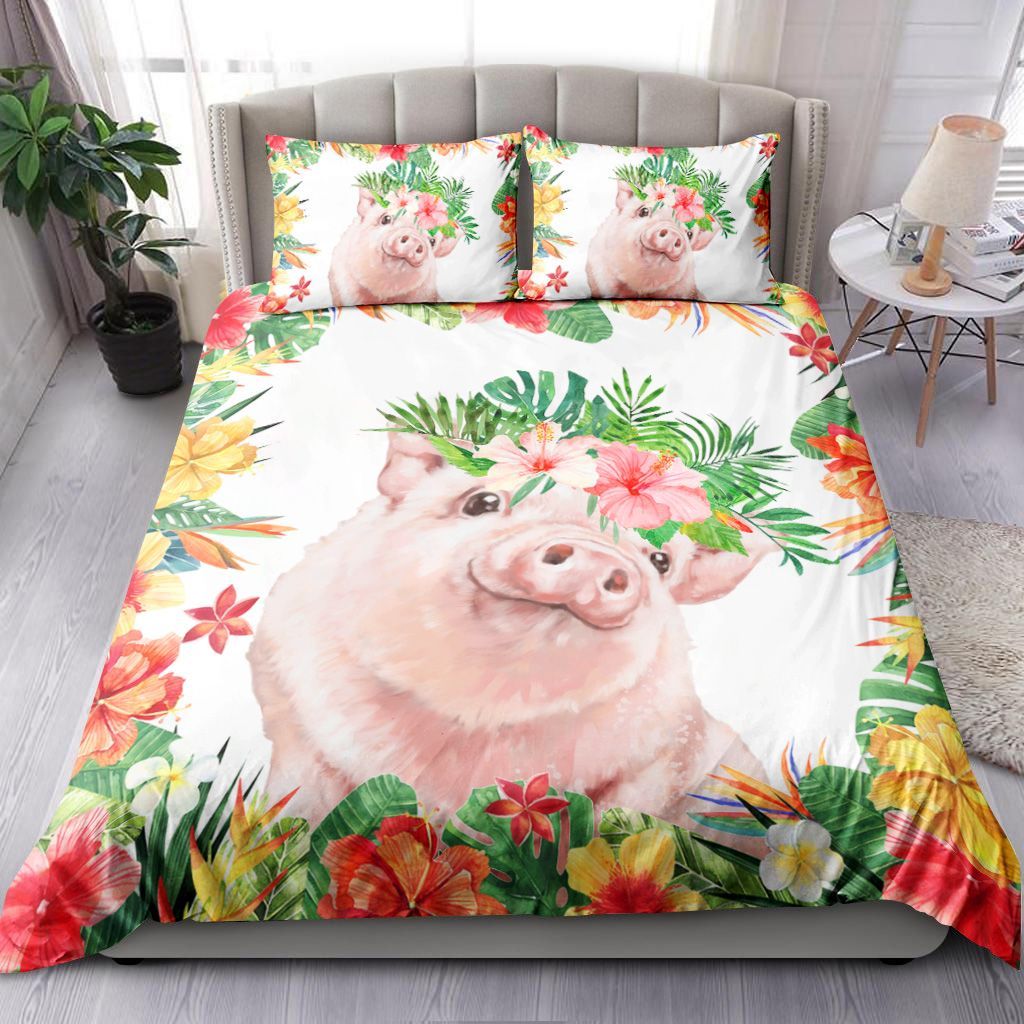 Pig Loves Hawaii Flower T Bedding Set