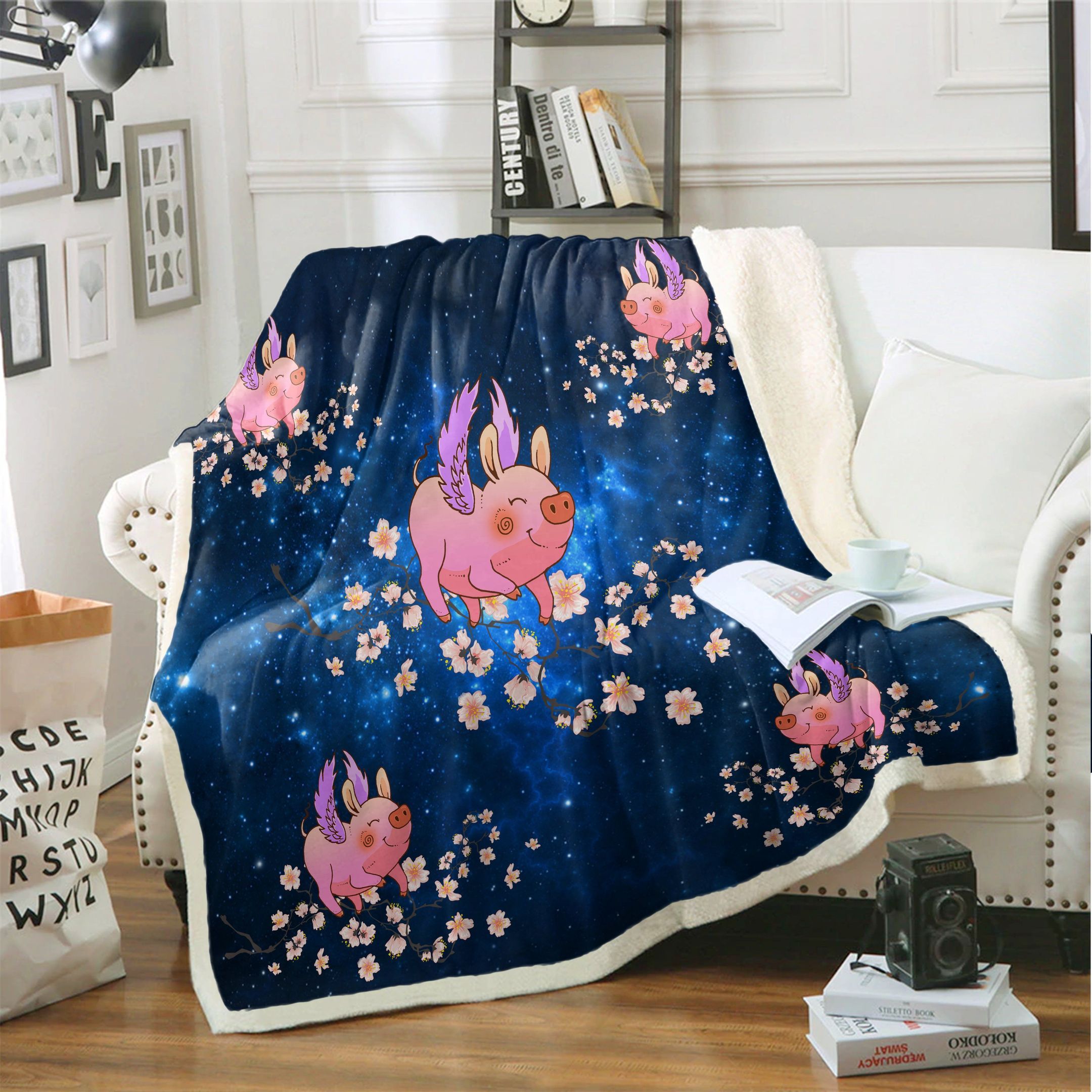 Pig Night Sherpa Fleece Blanket