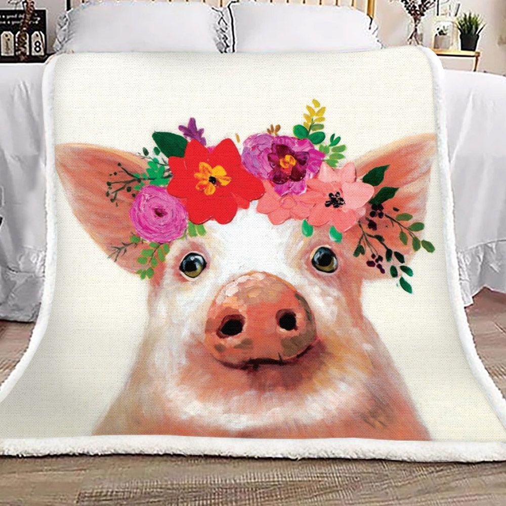 Pig Sherpa Fleece Blanket