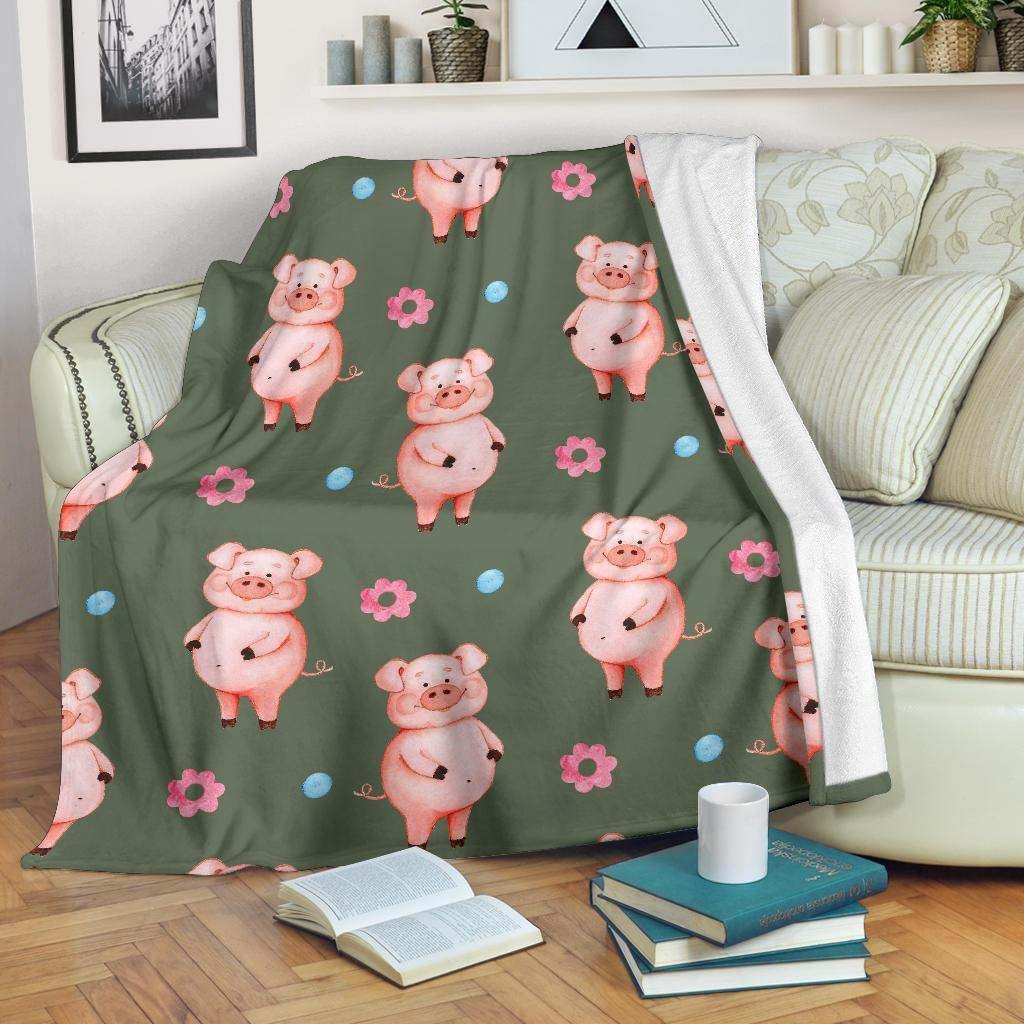 Pig Pattern Sherpa Fleece Blanket