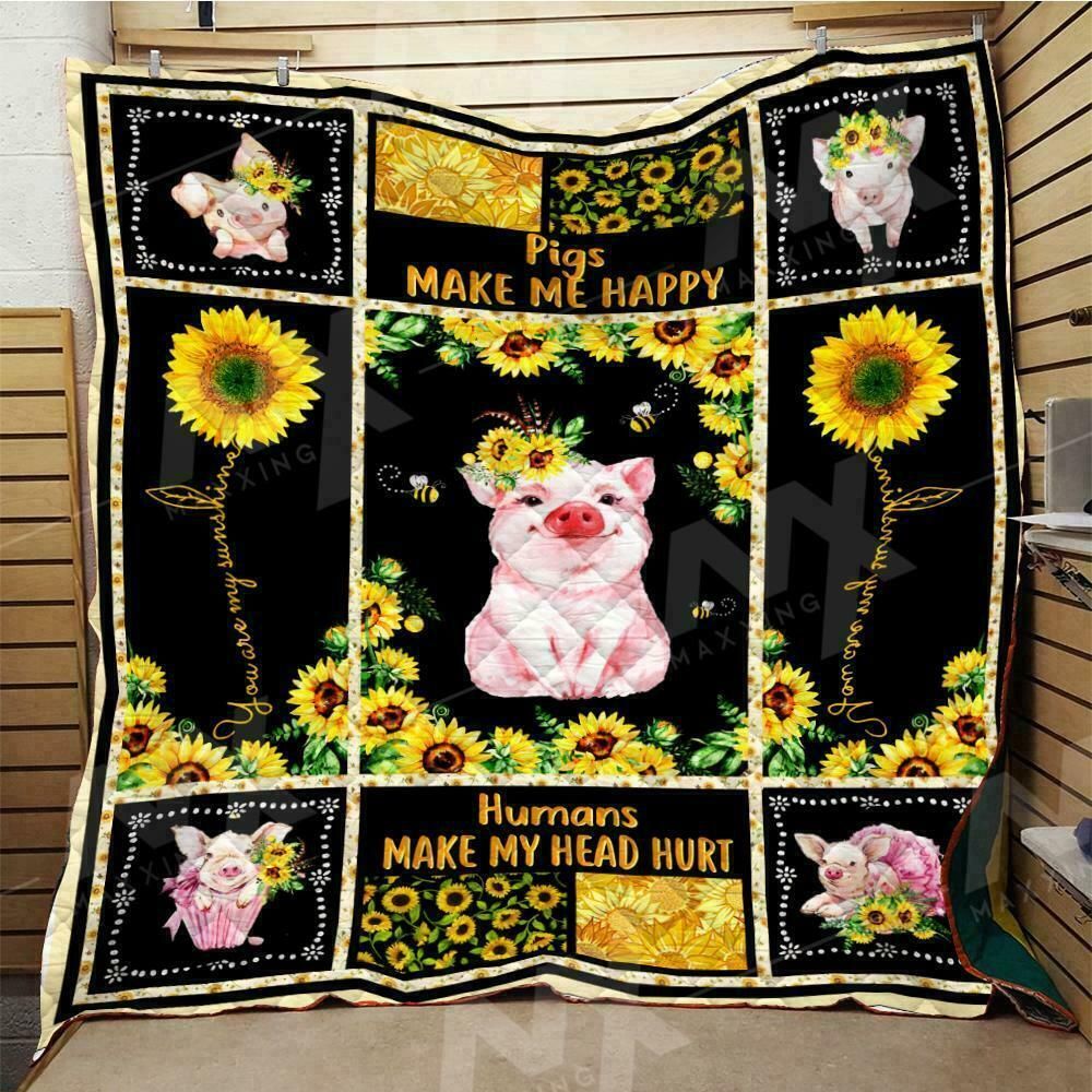 Pig Pig With Sunflower Quilt Blanket DHC3112571TD