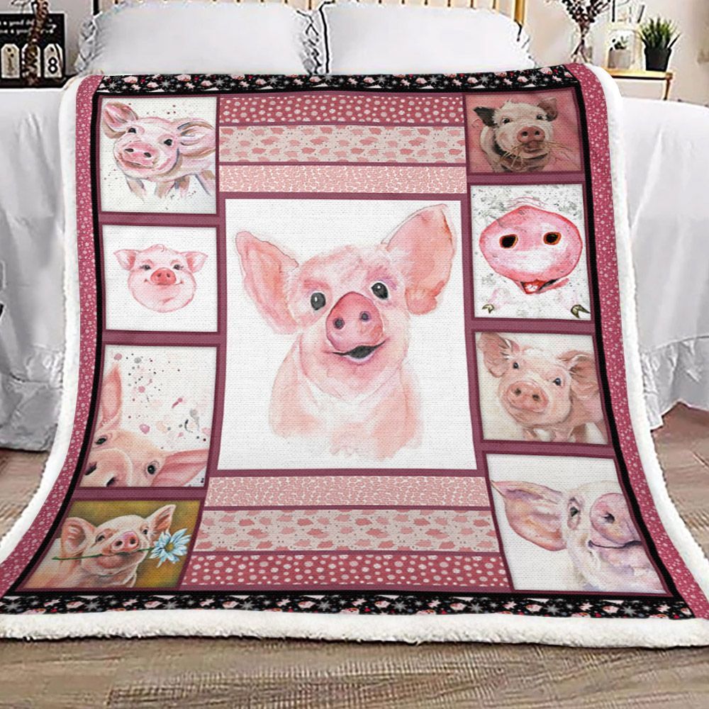 Pig Pink Sherpa Fleece Blanket
