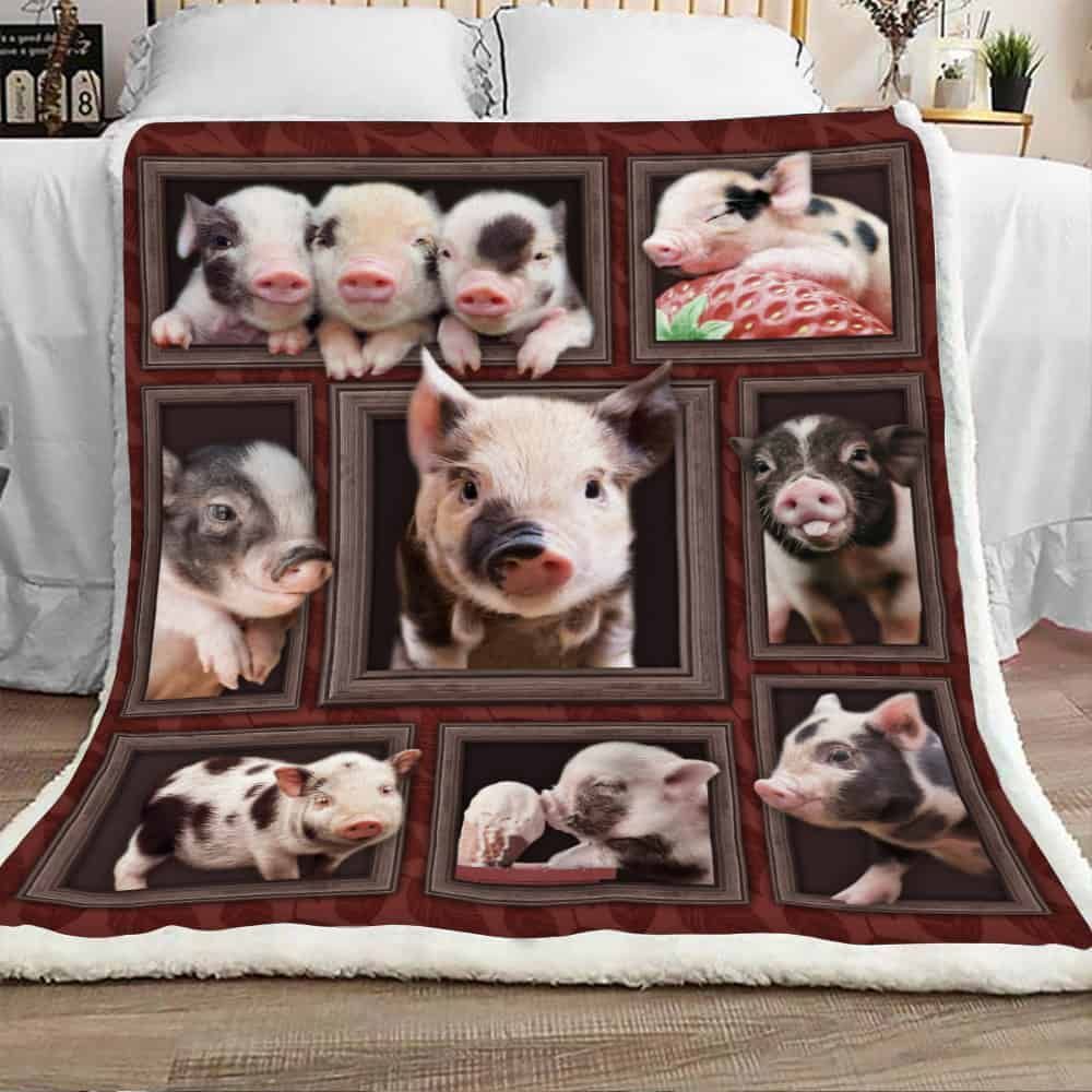 Pig Sleep Sherpa Fleece Blanket