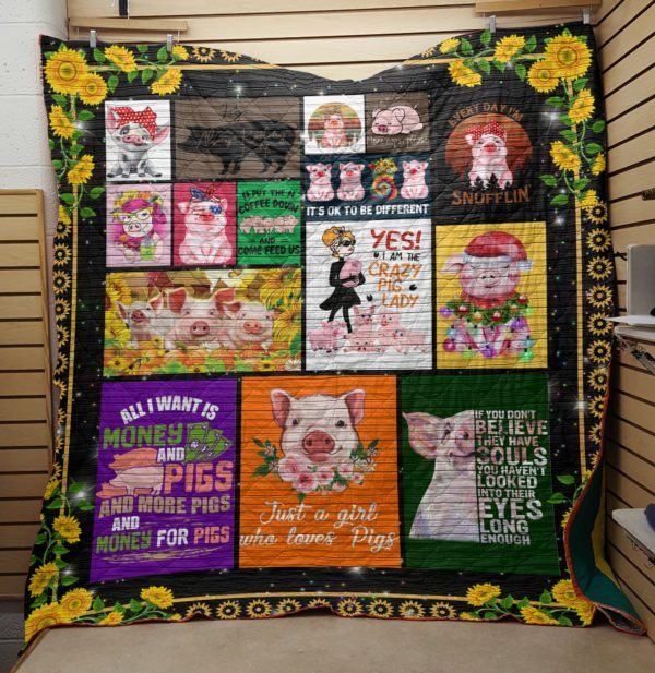 Pig Sunflower CL14100409MDQ Quilt Blanket