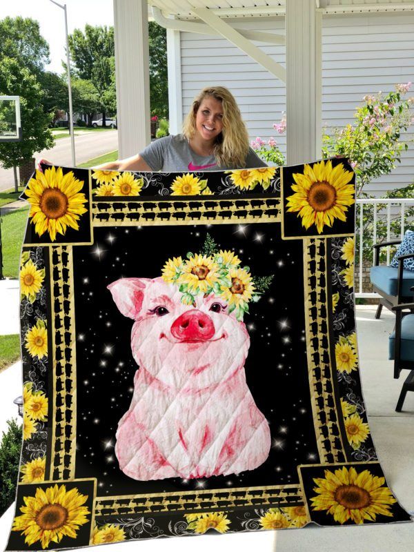 Pig Sunflower CL14100410MDQ Quilt Blanket
