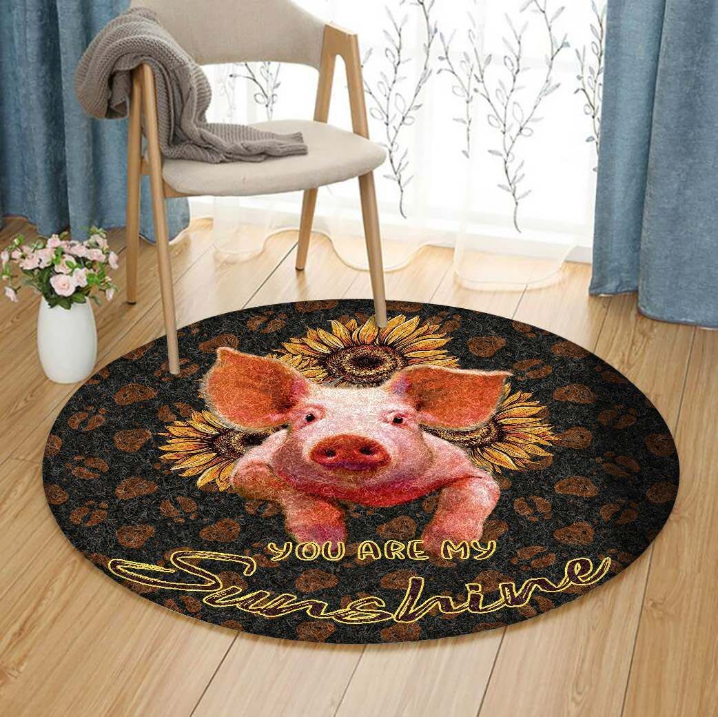 Pig Sunshine Round Carpet