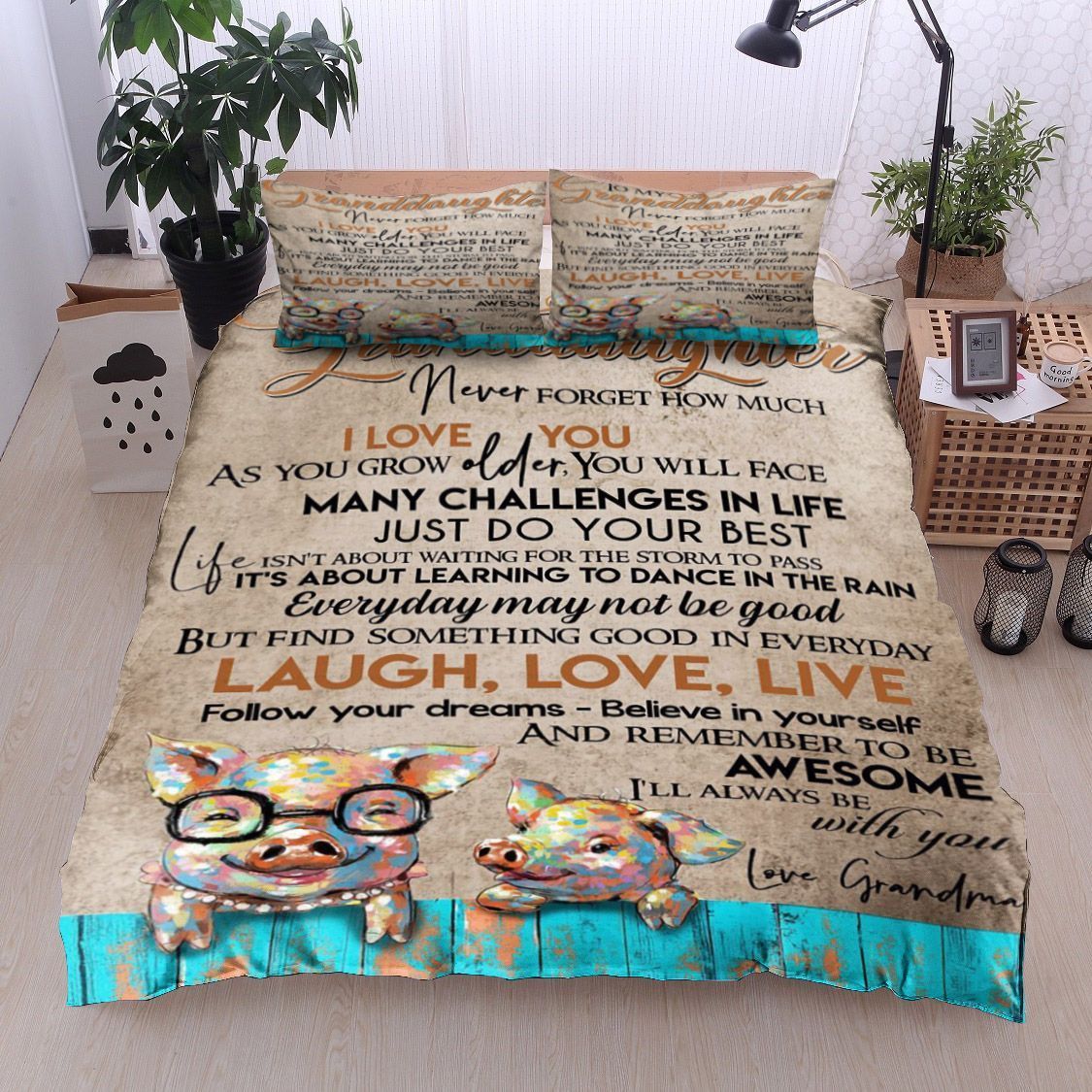 Pig To My Granddaughter Love Grandma Bedding Set