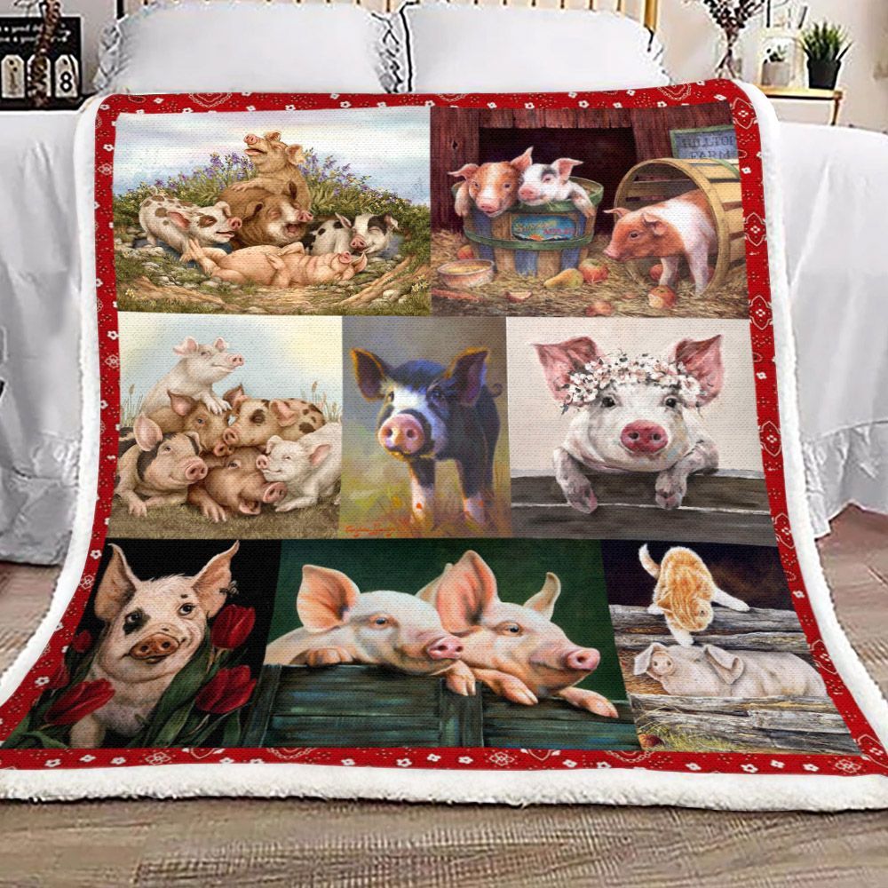 Pig Sherpa Fleece Blanket
