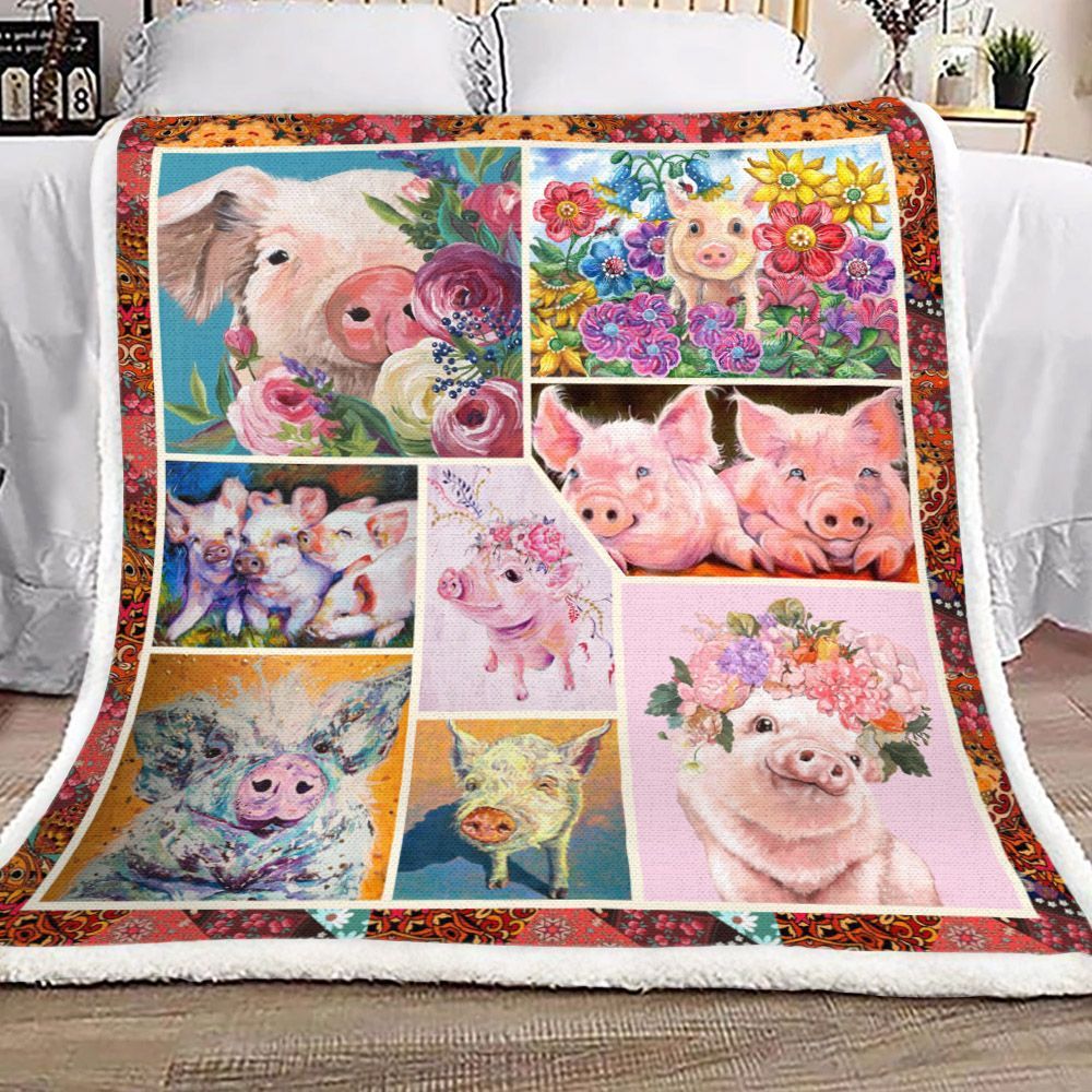 Pig Sherpa Fleece Blanket