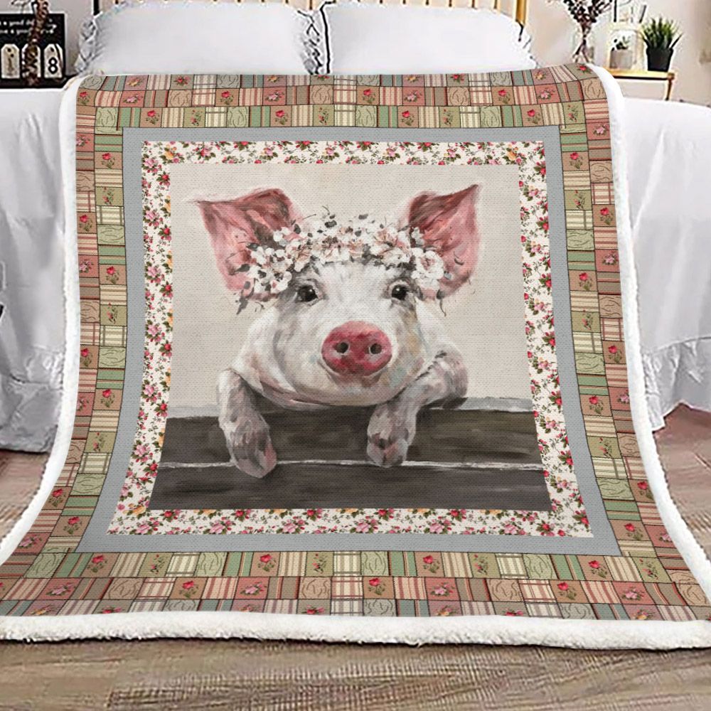 Pig Sherpa Fleece Blanket