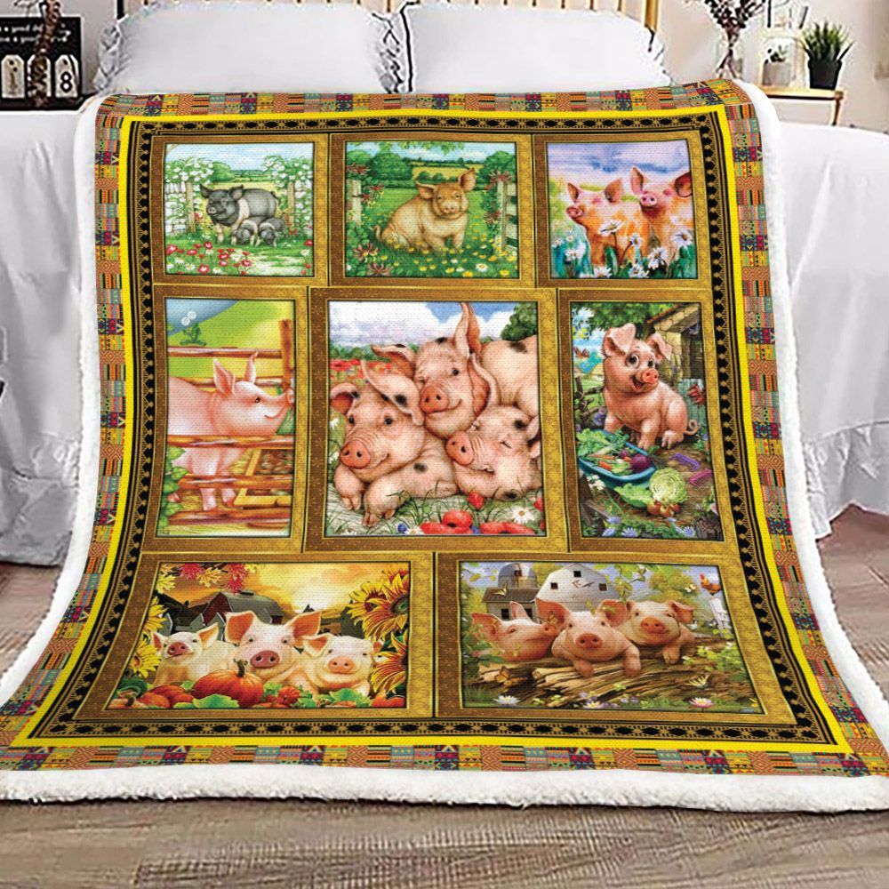Pig Sherpa Fleece Blanket