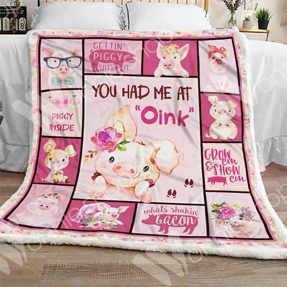 Pig You Had Me At Oink Sherpa Fleece Blanket