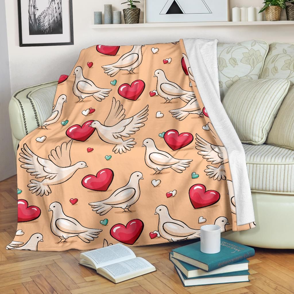 Pigeon Heart Pattern Sherpa Fleece Blanket